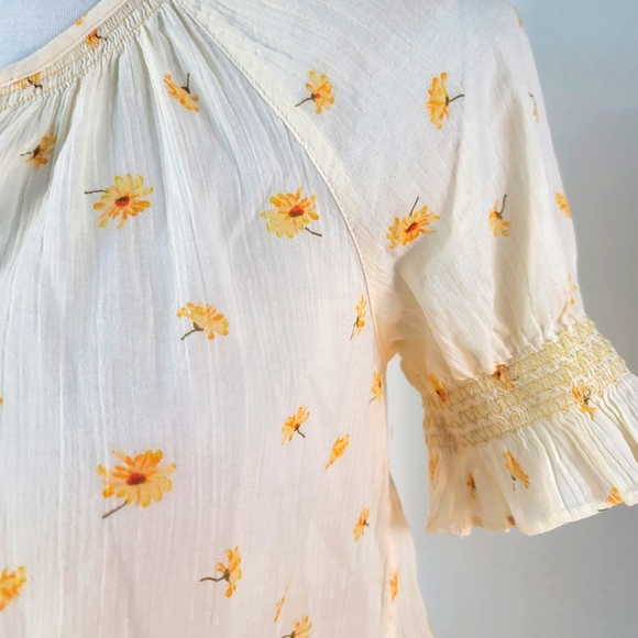 MADEWELL SMOCKED TOP FRENCH DAISY FLORAL PRINT BUTTON UP SIZE XXS - Picture 11 of 16